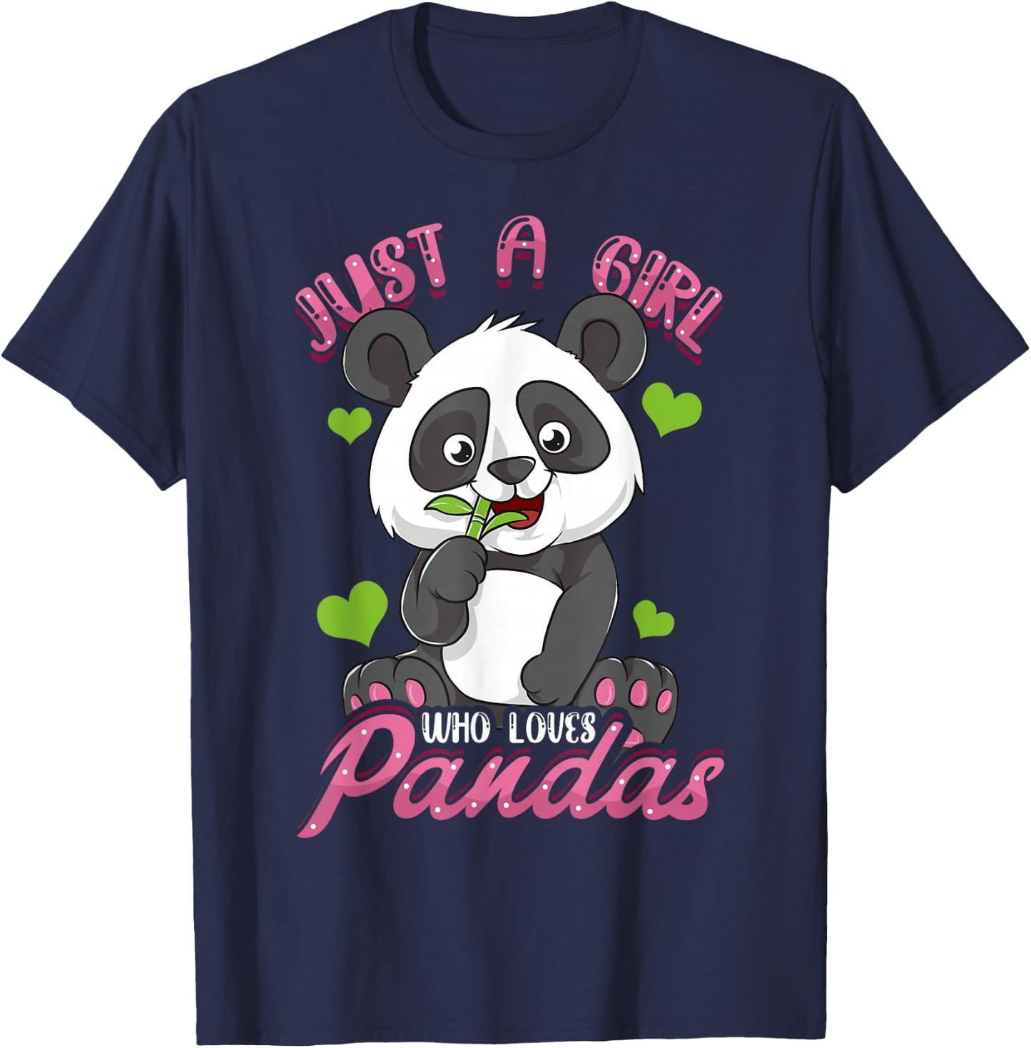 Just A Girl Who Loves Pandas Shirt Panda Shirt For Girls T-Shirt - T-Shirt | Navy