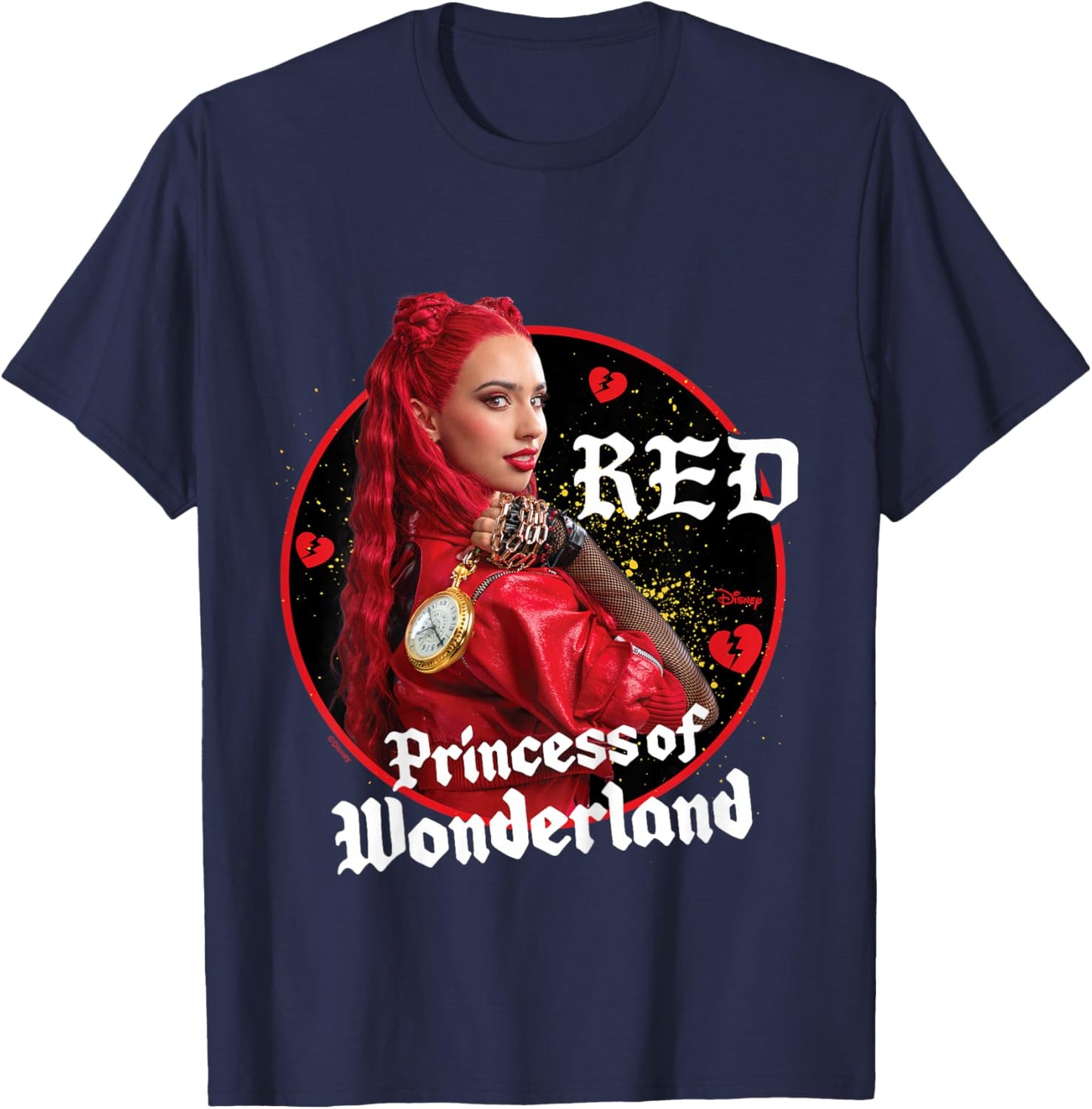 Kids Descendants 4 - Red Princess of Wonderland Broken Hearts T-Shirt - T-Shirt | Navy