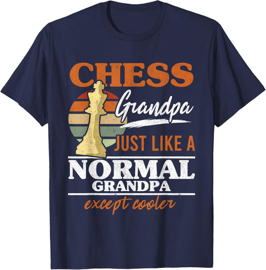Chess Grandpa Just Like A Normal Grandfather Chess Retro T-Shirt - T-Shirt | Navy