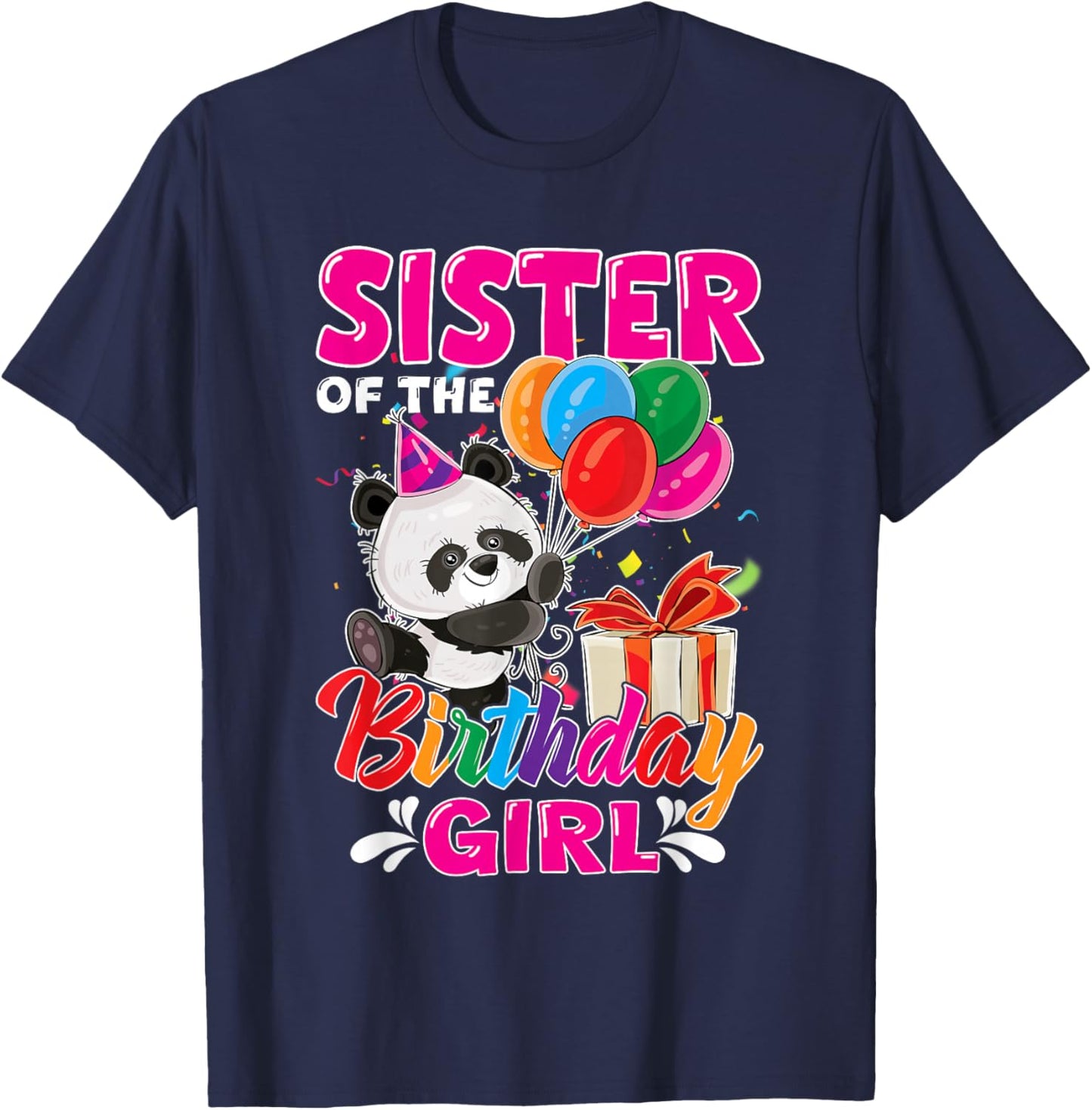 Sister Of The Panda Bear Birthday Animal Lover Boys Girls T-Shirt - T-Shirt | Navy