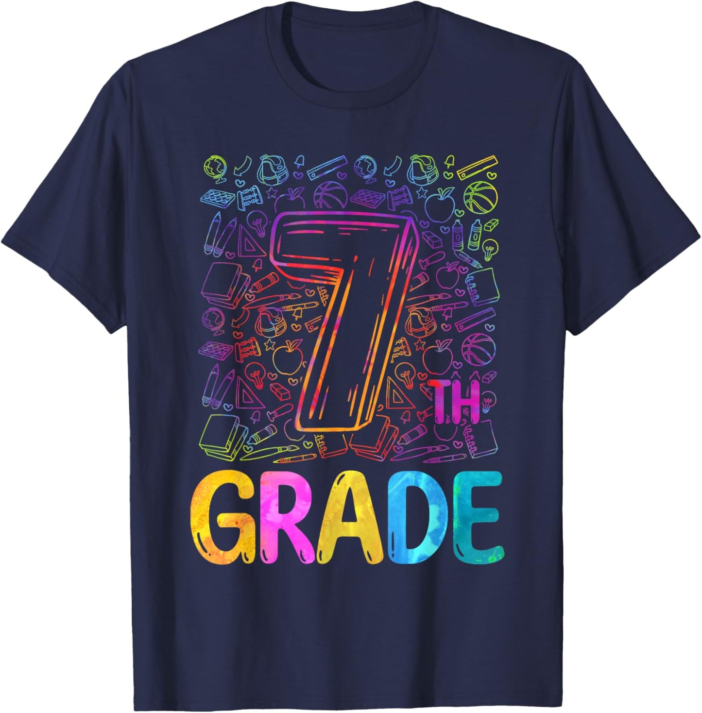 7th Grade Typography Team Seventh Grade Back To School Kids T-Shirt - T-Shirt | Navy