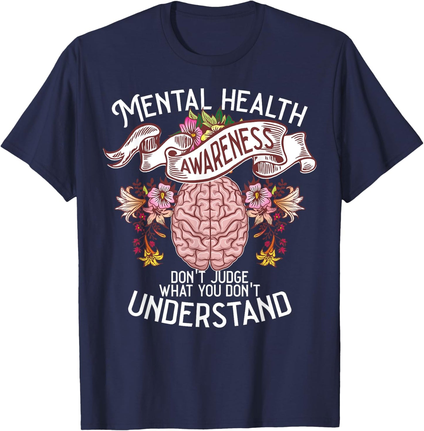 Funny Mental Health Awareness Women Gift Cute Fight Illness T-Shirt - T-Shirt | Navy