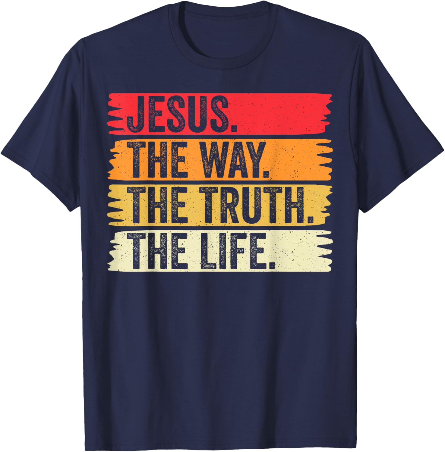 Jesus The Way Truth and The Life Men Women Vintage Christian T-Shirt - T-Shirt | Navy