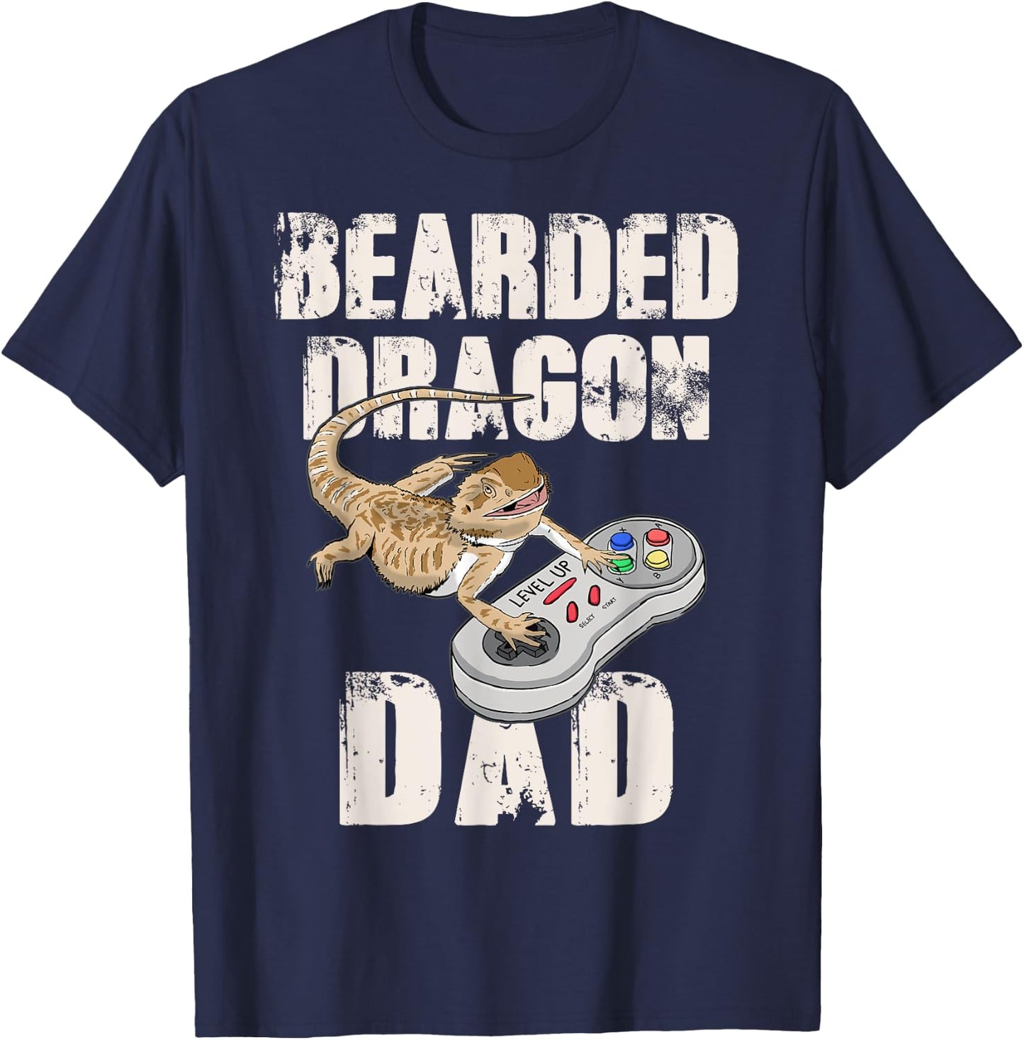 Bearded dragon Dad Video Game Reptiles Pagona Gamers T-Shirt - T-Shirt | Navy