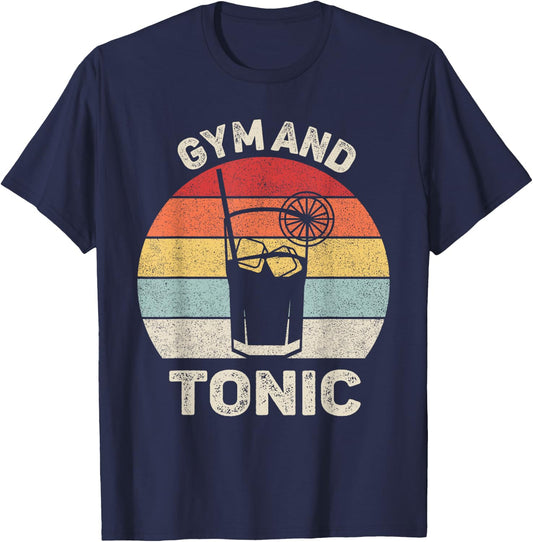 Vintage Retro Gym And Tonic Shirt Fitness Lovers T-Shirt - T-Shirt | Navy