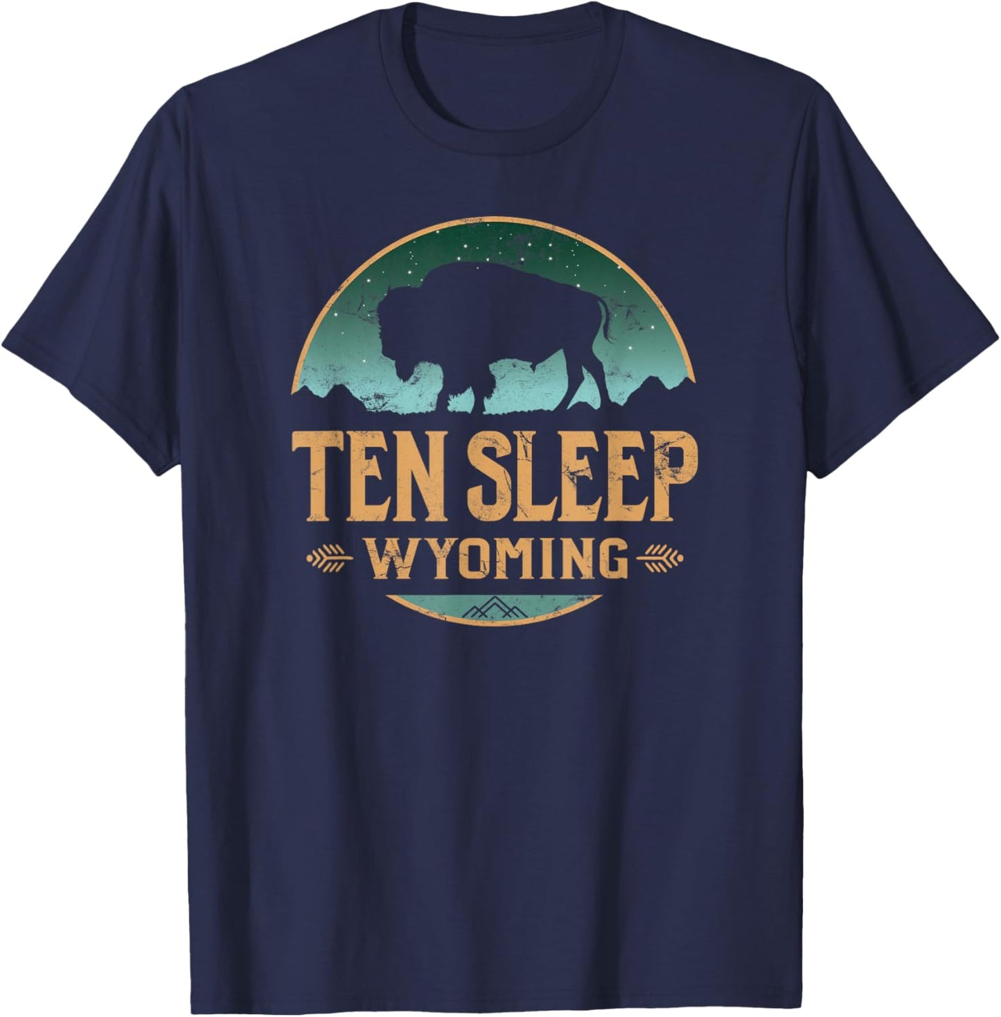 Ten Sleep Wyoming WY Buffalo Bison T-Shirt - T-Shirt | Navy