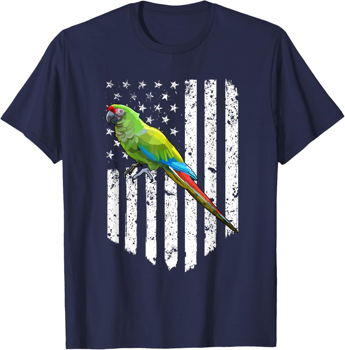 White American Flag Military Macaw Bird 4th Of July Women Men T-Shirt - T-Shirt | Navy