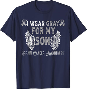 I Wear Gray For My Son Brain Tumor Awareness for Family T-Shirt - T-Shirt | Navy
