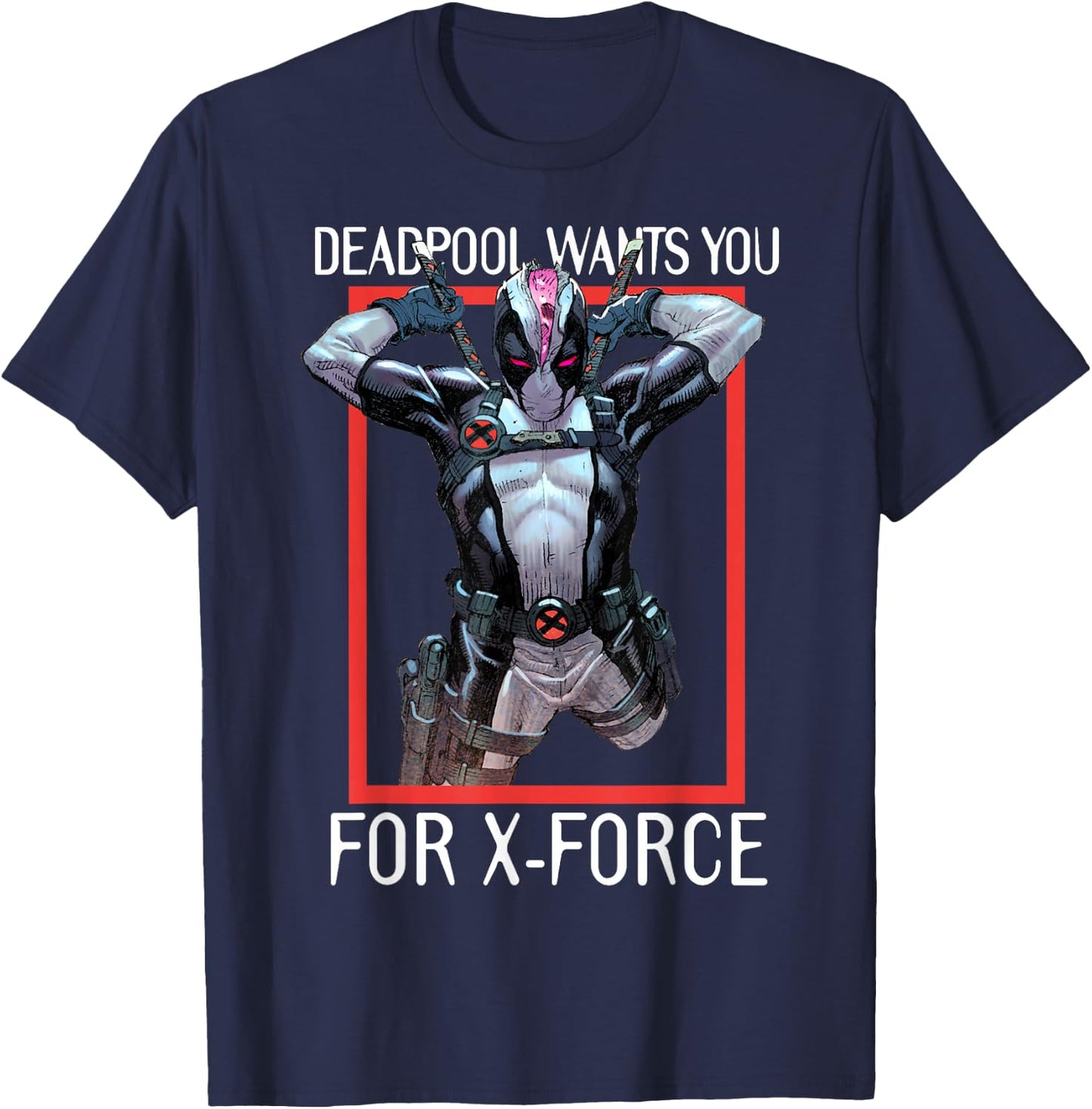 Marvel X-Force Deadpool Wants You for X-Force Poster T-Shirt - T-Shirt | Navy