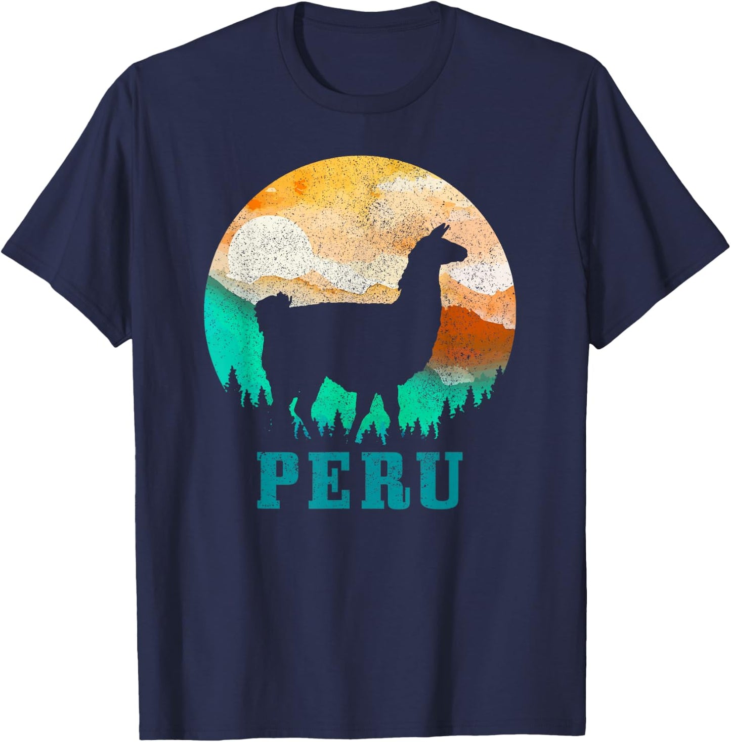 Peru Llama Alpaca Peruvian Roots Pride Vintage Peru T-Shirt - T-Shirt | Navy