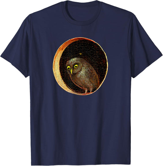Hieronymus Bosch Owl Garden of Earthly Delights T-Shirt - T-Shirt | Navy