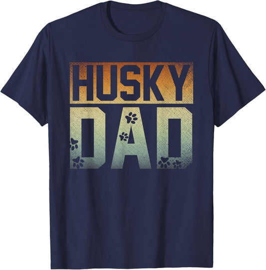 Daddy Fathers Day Pet Husky Dad Dog Lover Siberian Husky T-Shirt - T-Shirt | Navy