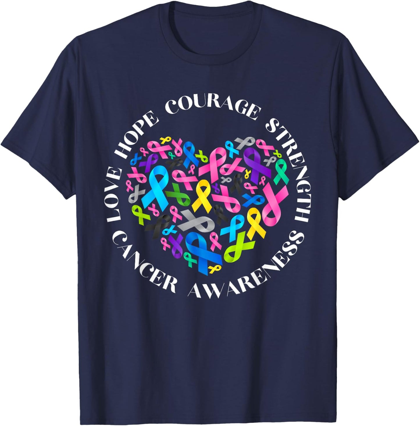 All Cancer Matters Awareness Fight All Cancer Ribbon Support T-Shirt - T-Shirt | Navy