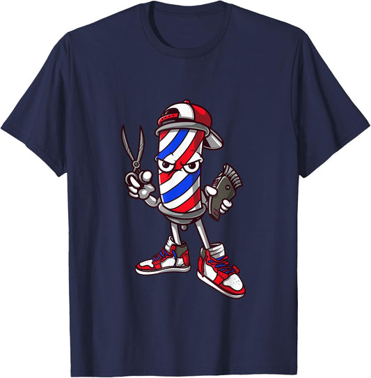 Barber Vintage Cool Outfit Hairdresser Gift Barbershop T-Shirt - T-Shirt | Navy