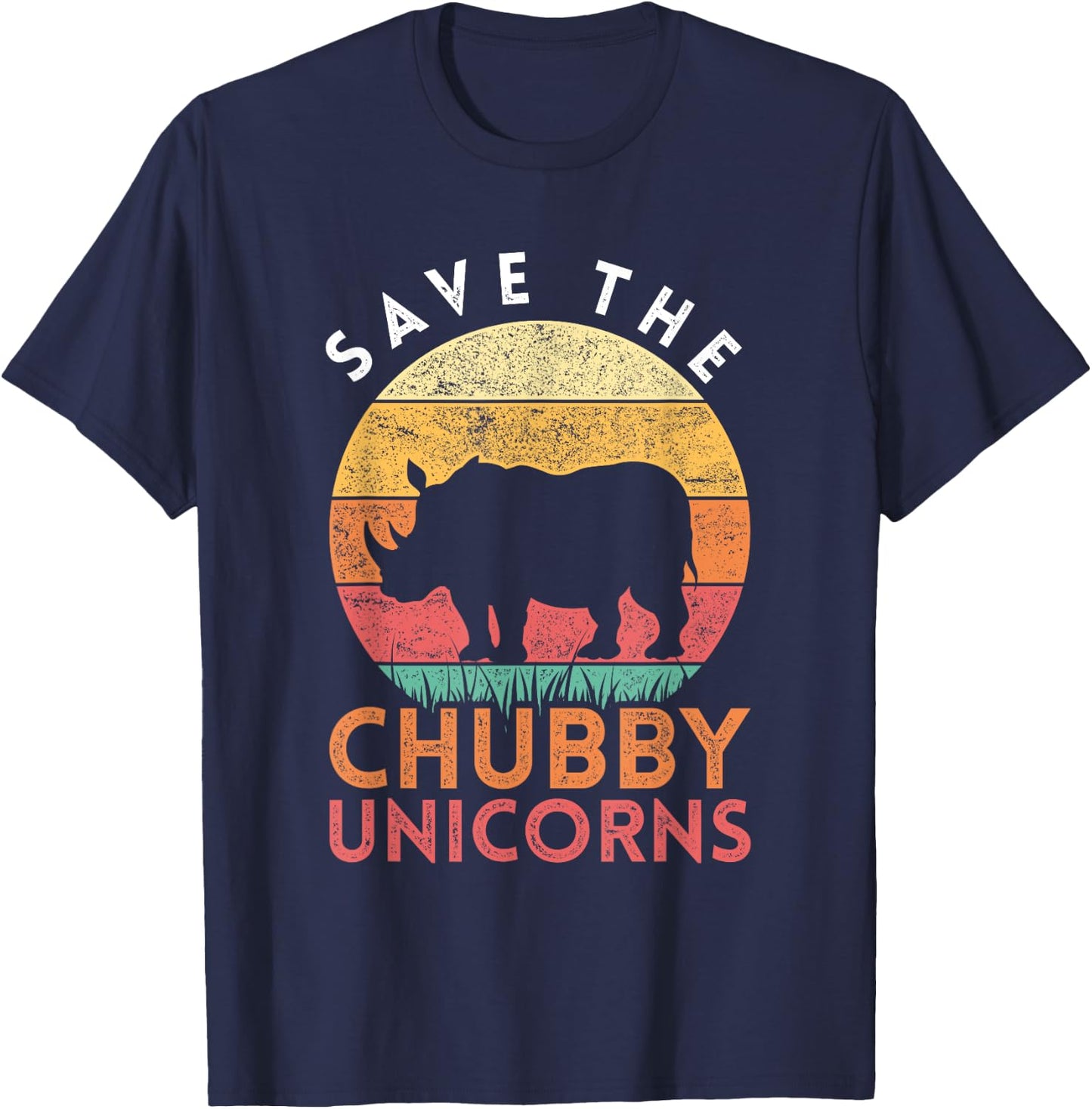 Save The Chubby Unicorns Rhino T-Shirt - T-Shirt | Navy