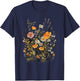 Vintage Flowers Floral Pressed Flower T-Shirt - T-Shirt | Navy