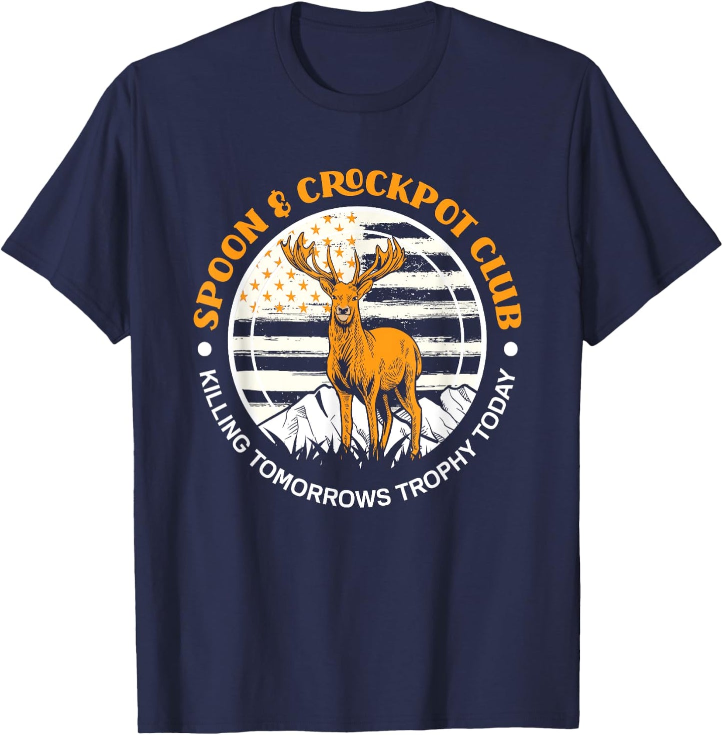Spoon And Crockpot Club Funny Hunter Deer Hunting T-Shirt - T-Shirt | Navy