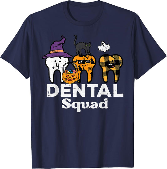 Halloween Dental Squad Teeth Funny Costume Dentist Women Men T-Shirt - T-Shirt | Navy