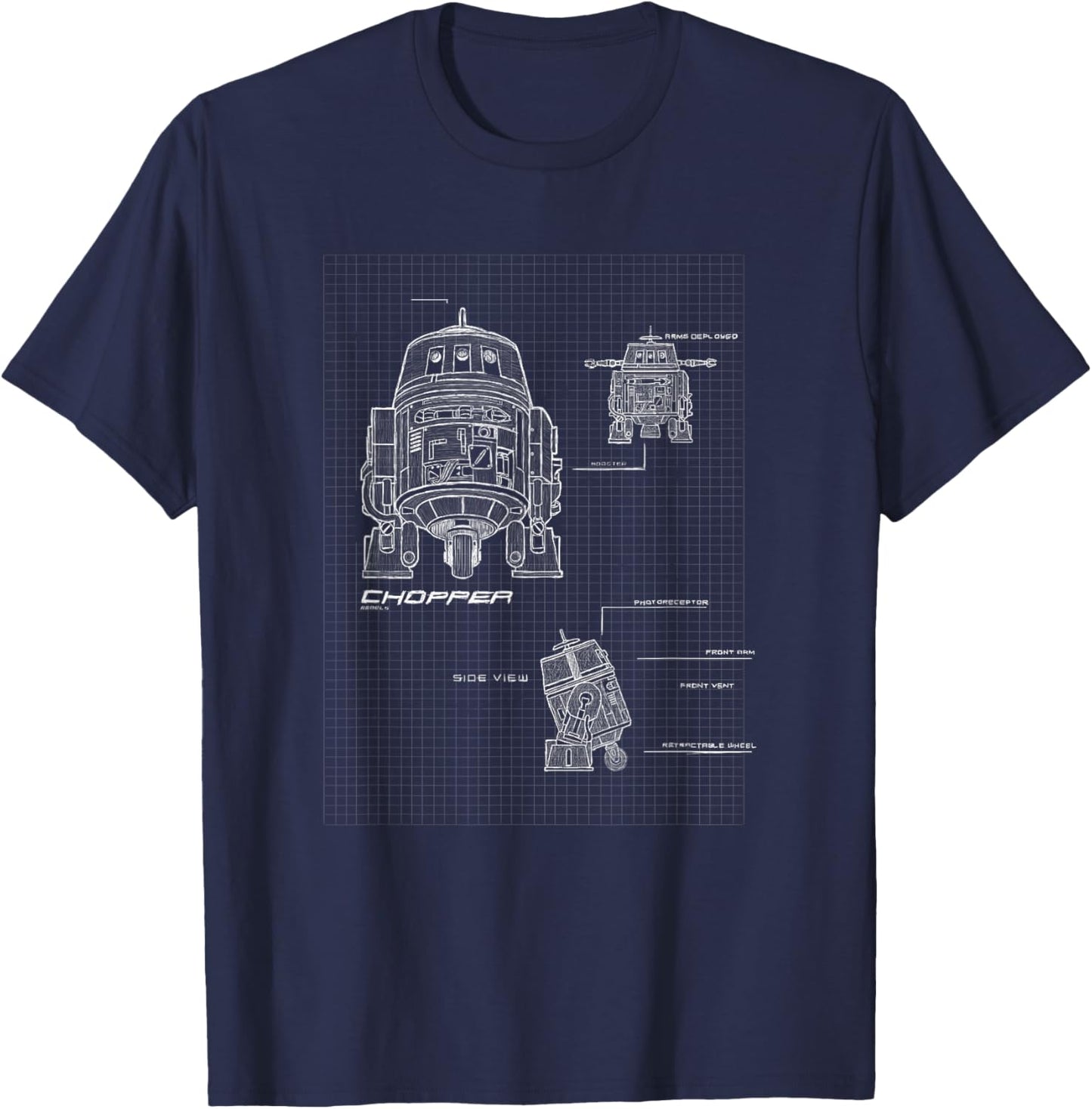 Star Wars Rebels Chopper Specs Blueprints T-Shirt - T-Shirt | Navy
