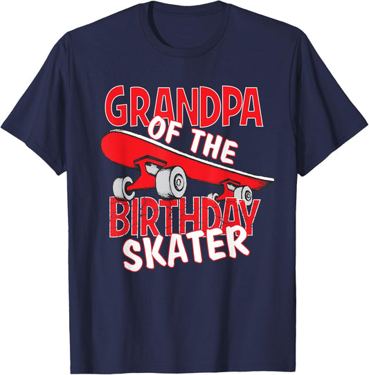 Grandpa The Birthday Skater Boy And Girl B-day Party T-Shirt - T-Shirt | Navy