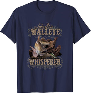 Lake Erie Walleye Whisperer Vintage Fishing T-Shirt - T-Shirt | Navy