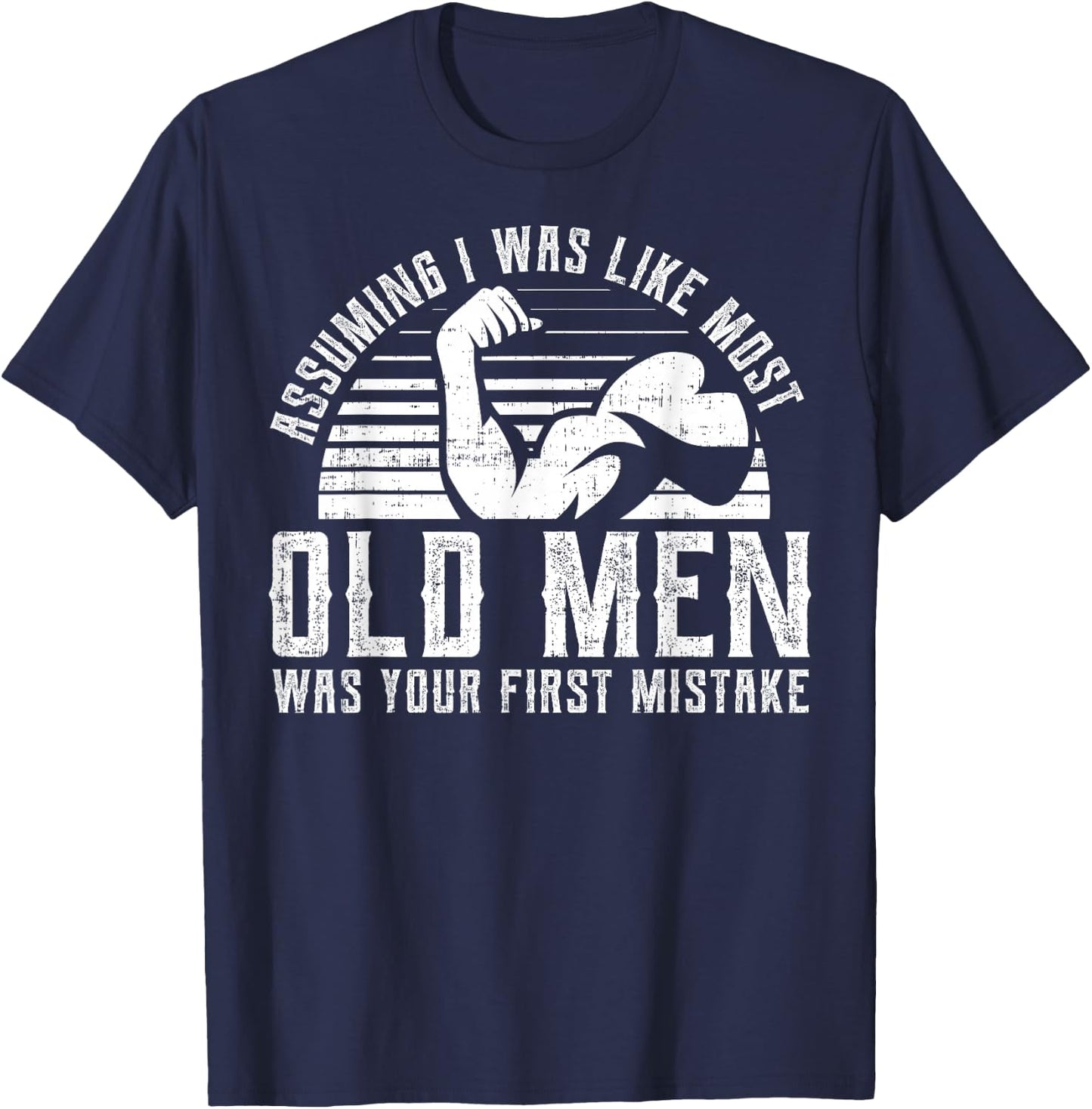Old Man Weight Lifting design For Old Strong People T-Shirt - T-Shirt | Navy