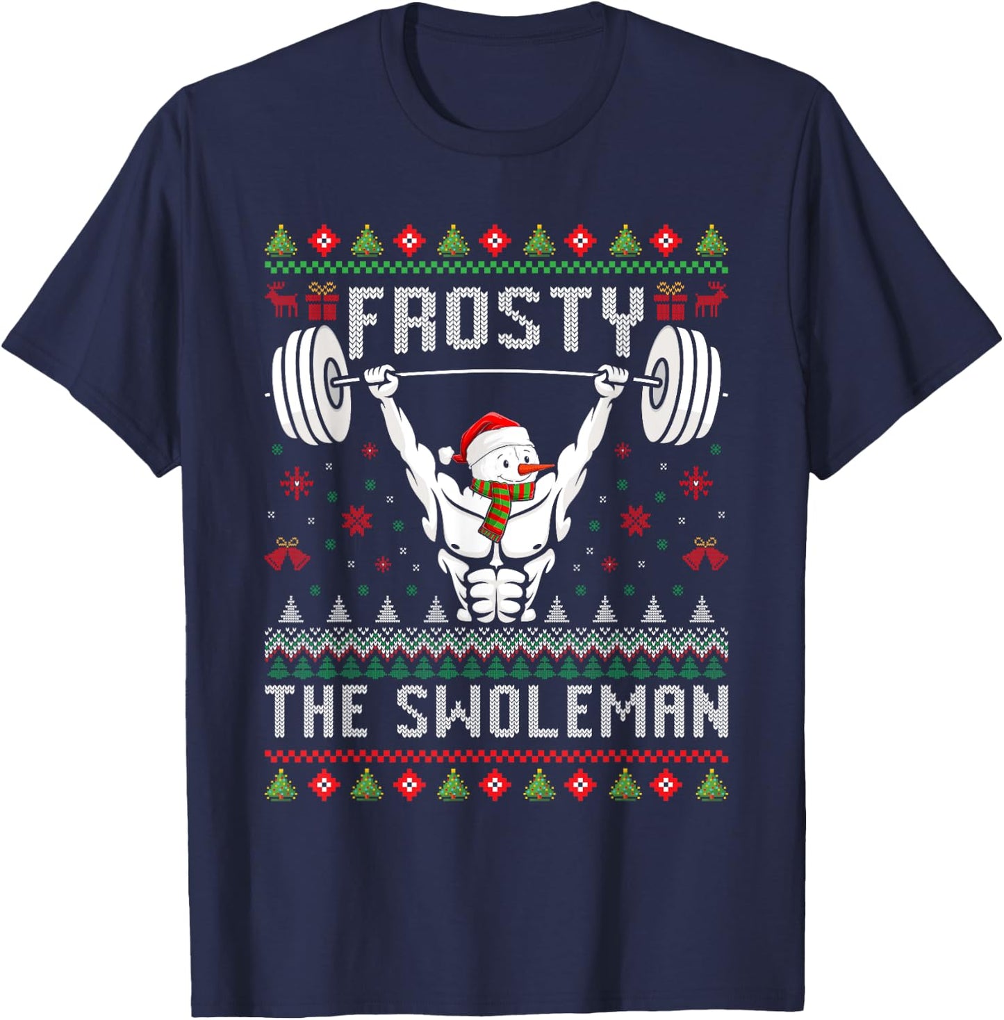 Frosty the Swoleman Fitness Snowman Gym Snowmen T-Shirt - T-Shirt | Navy