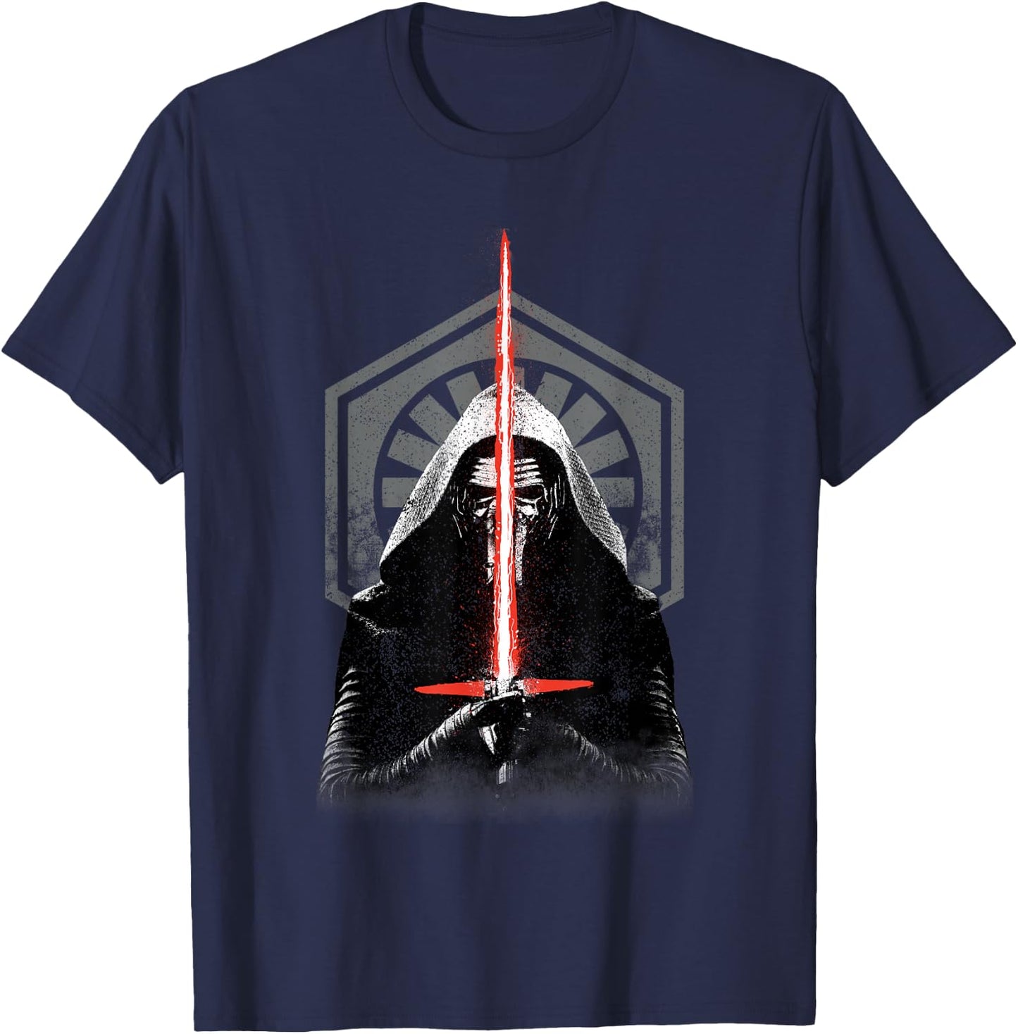 Star Wars The Force Awakens Kylo Ren Badge Big Chest Poster T-Shirt - T-Shirt | Navy