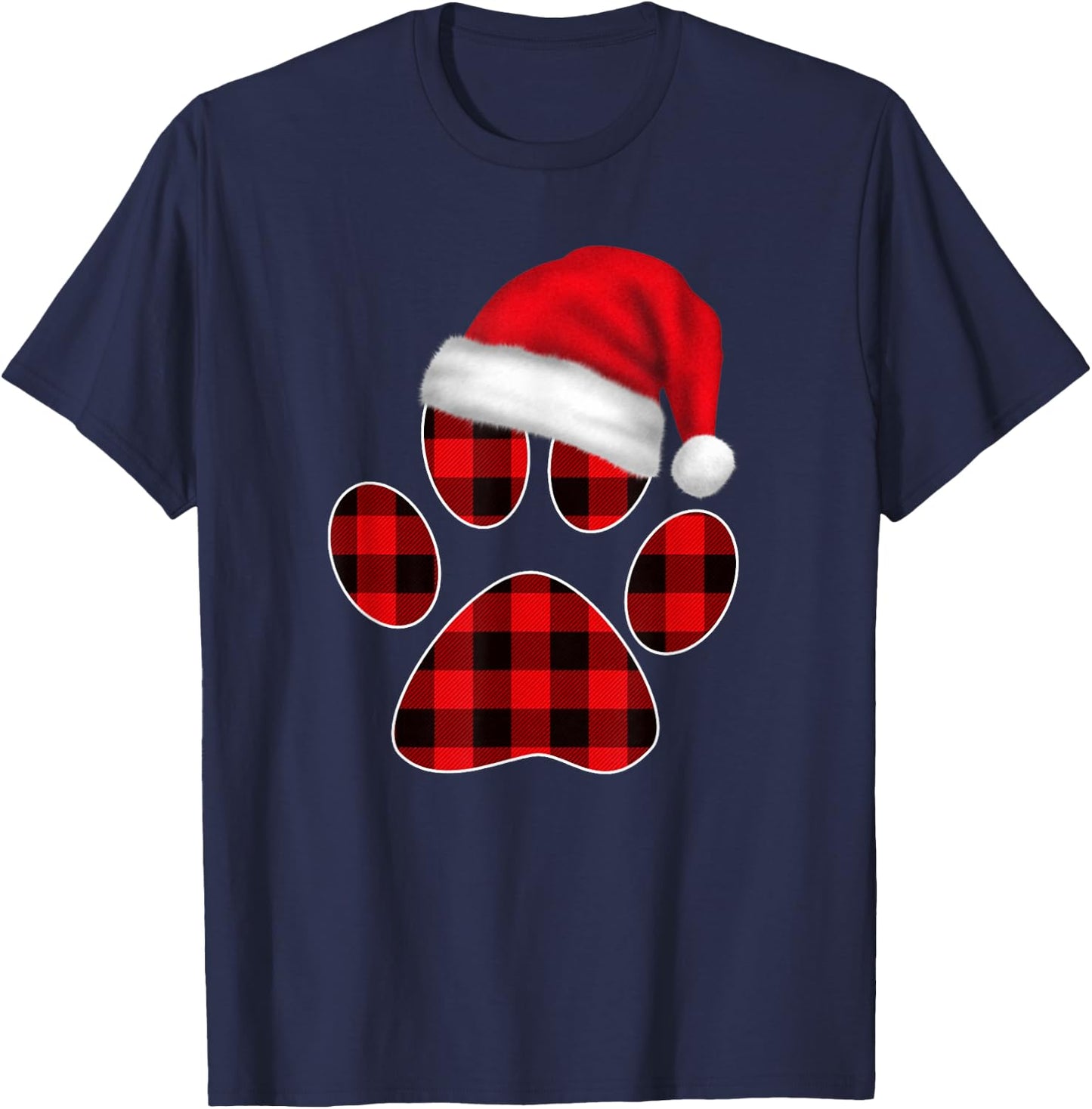 Christmas Pajama Women Girls Christmas Gifts Plaid Paw T-Shirt - T-Shirt | Navy
