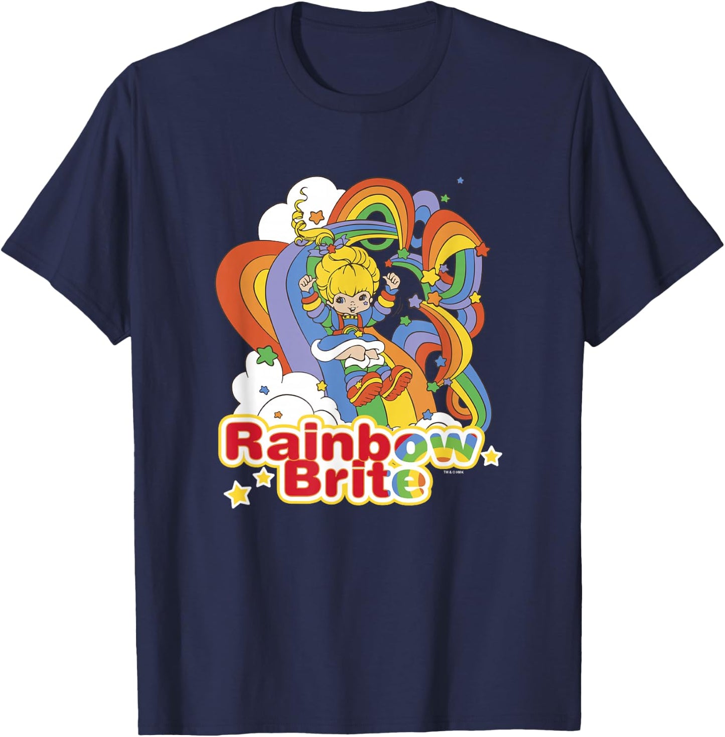 Rainbow Brite Wisp Sliding Down Rainbows Portrait T-Shirt - T-Shirt | Navy