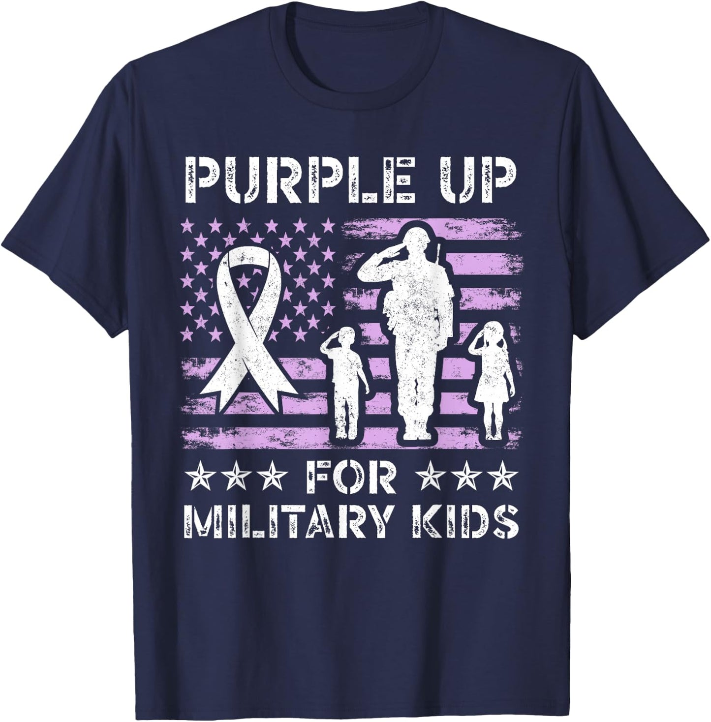 Purple Up for Military Kids Boys and Girls Military Child T-Shirt - T-Shirt | Navy