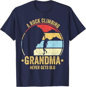A Rock Climbing Grandma Never Gets Old Funny Rock Climbing T-Shirt - T-Shirt | Navy