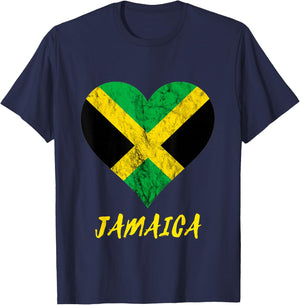 Jamaica Heart Jamaican Love Caribbean Jamaica Travel T-Shirt - T-Shirt | Navy