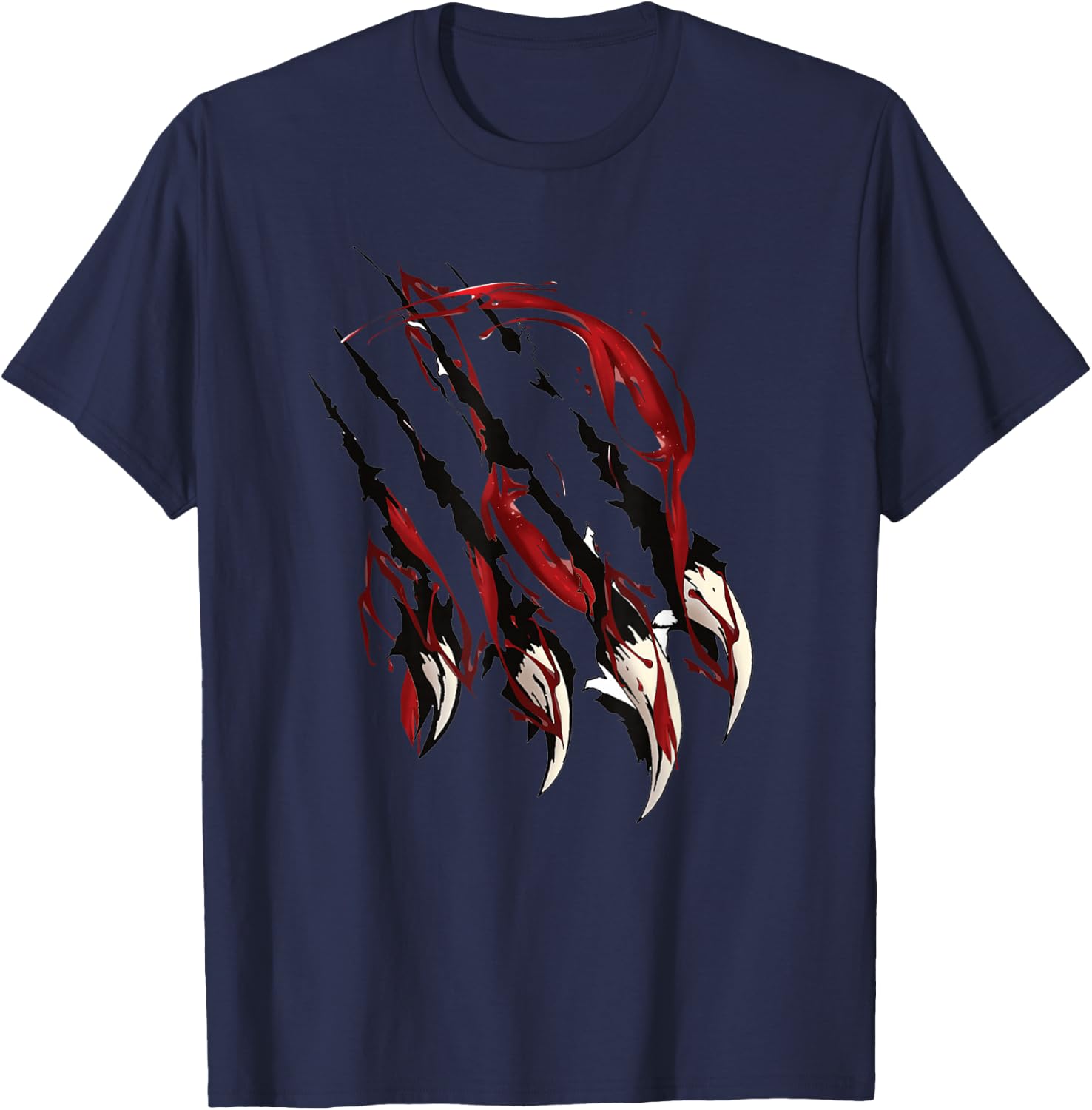Wild Cat Paws In Blood Scary Claw Scratches Novelty Funny T-Shirt - T-Shirt | Navy