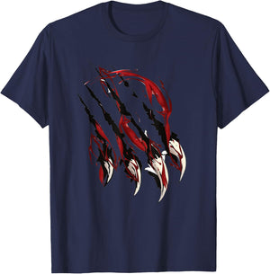 Wild Cat Paws In Blood Scary Claw Scratches Novelty Funny T-Shirt - T-Shirt | Navy