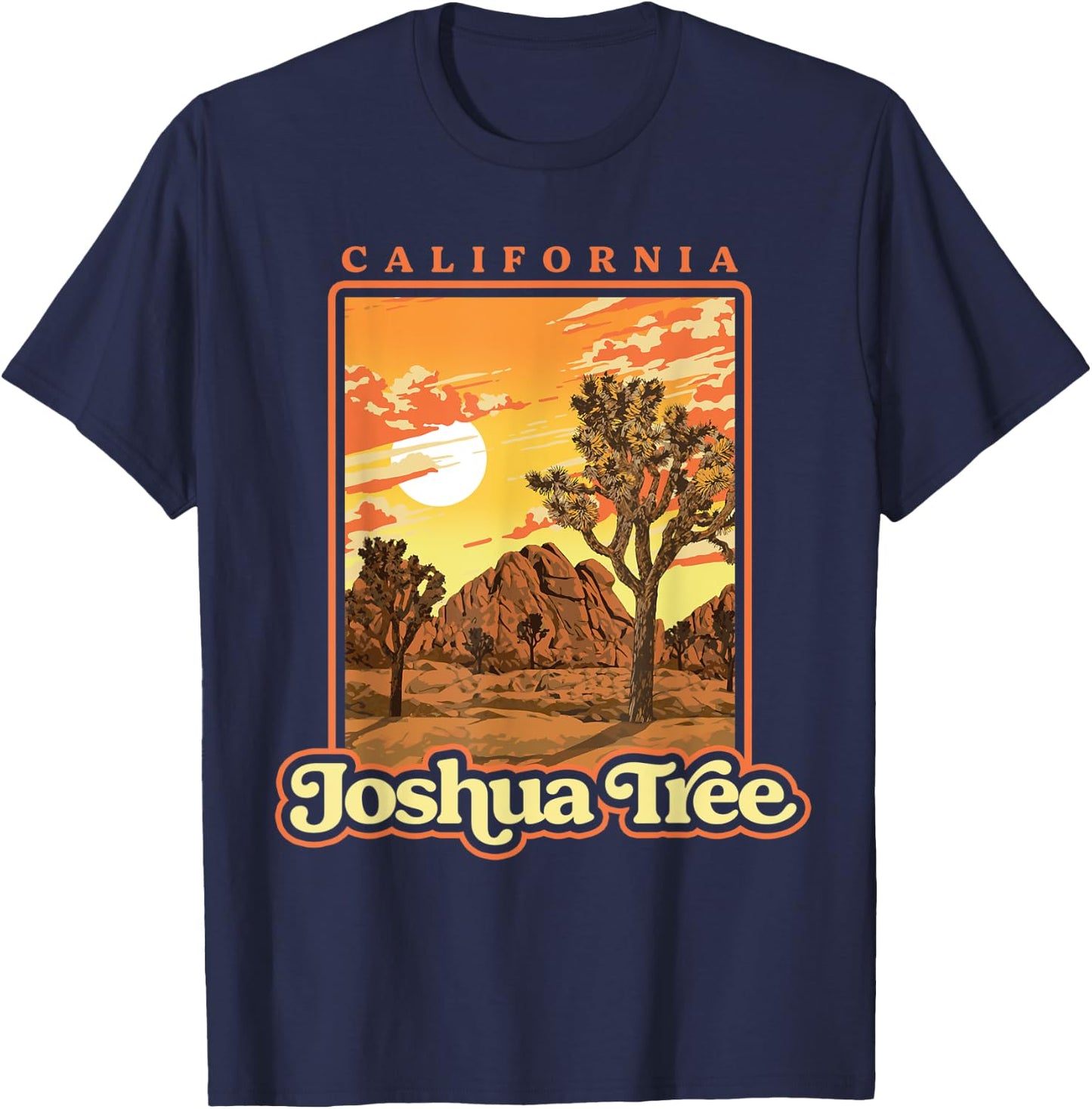Joshua Tree National Park Vintage WPA Poster Style Retro T-Shirt - T-Shirt | Navy
