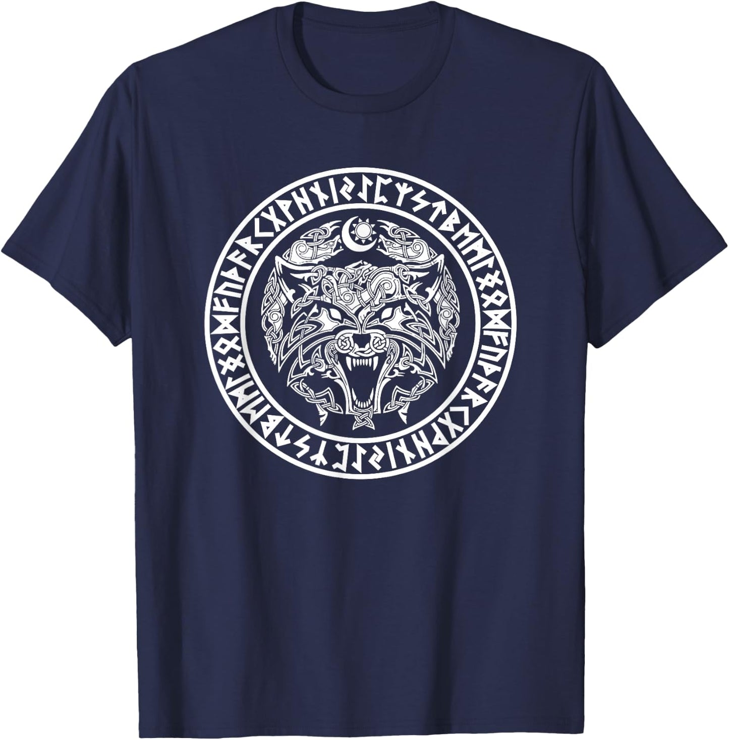 Viking Fenrir Emblem - Monstrous Wolf Norse Mythology T-Shirt - T-Shirt | Navy