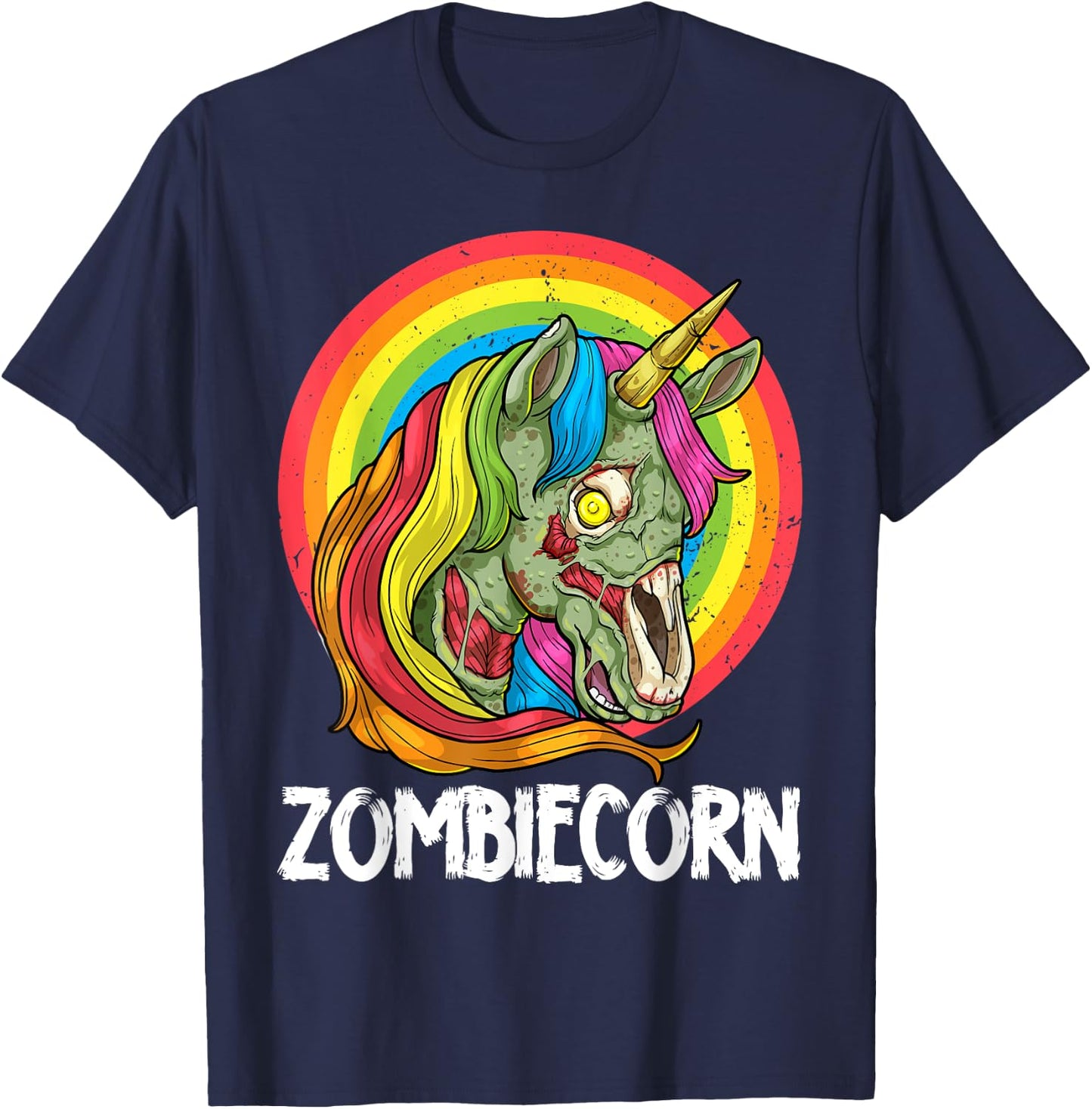 Zombiecorn Zombie Unicorn Halloween Costume Rainbow Undead T-Shirt - T-Shirt | Navy