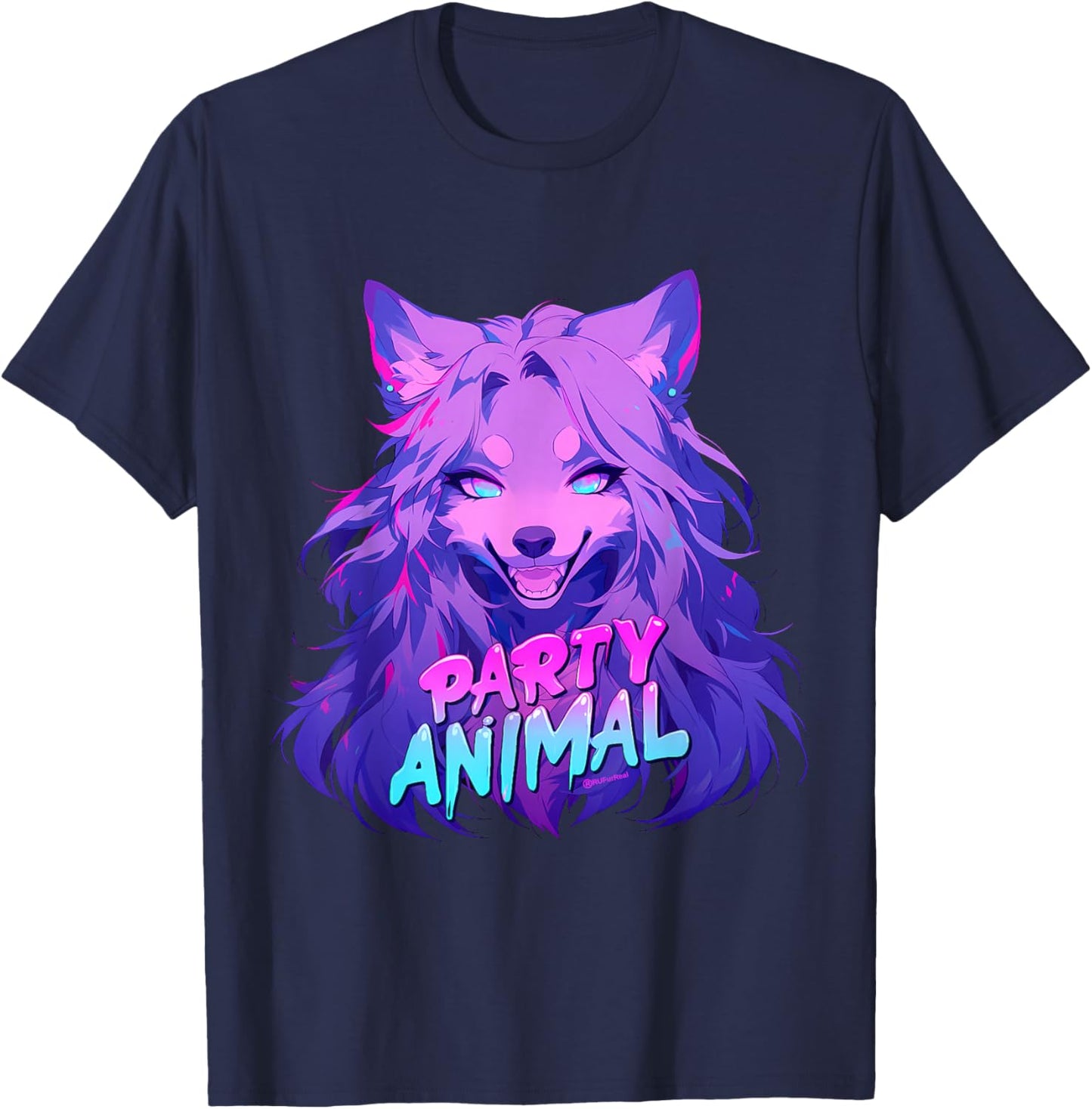 Party Animal Furry Art T-Shirt - T-Shirt | Navy