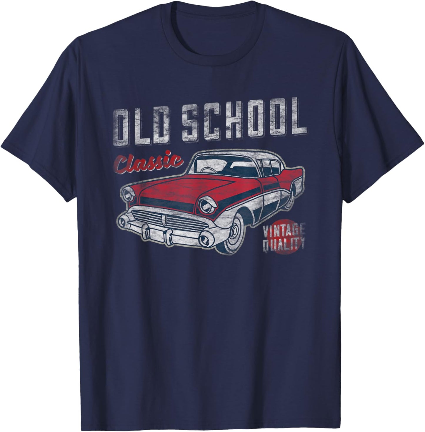 Old School Classic - 50's American Car Graphic Men and Women T-Shirt - T-Shirt | Navy