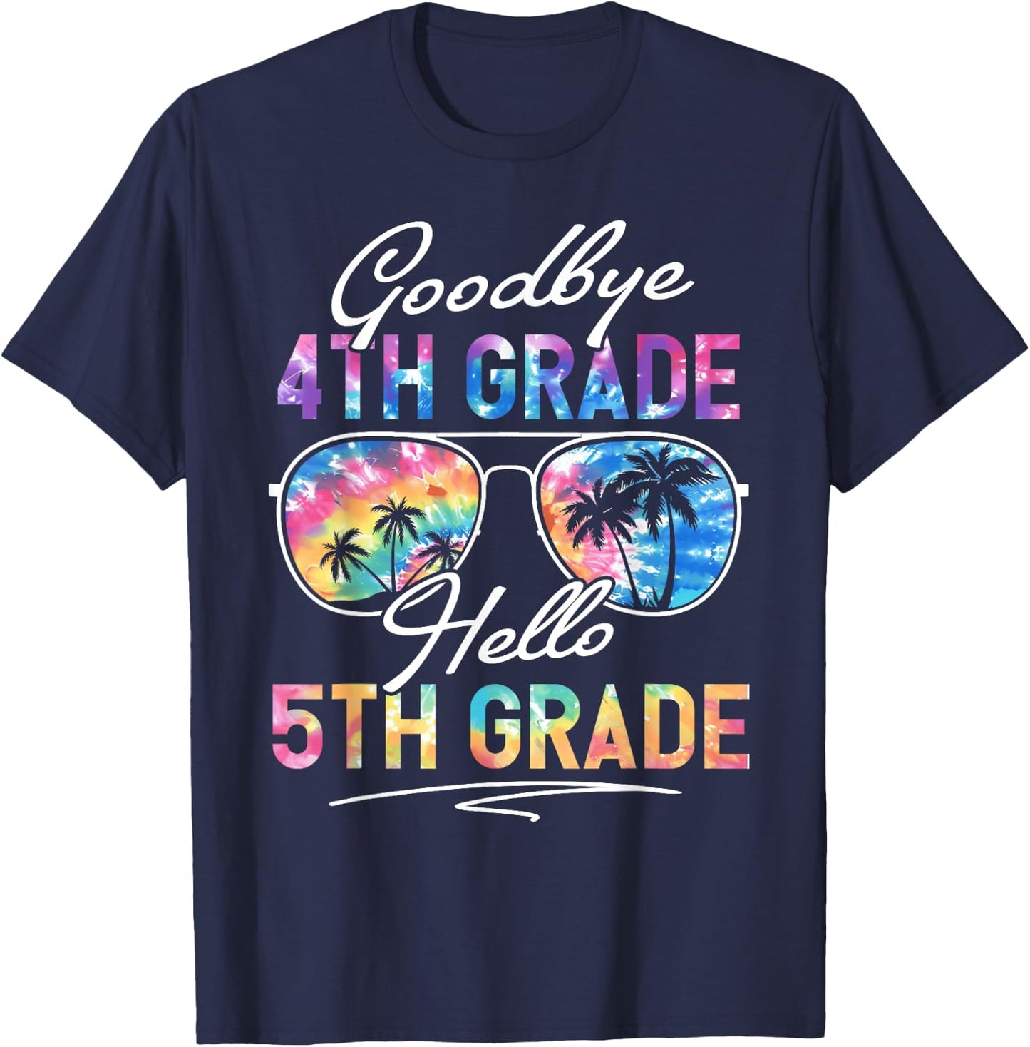 Tie dye Goodbye 4th Grade Hello 5th Grade Summer Student Kid T-Shirt - T-Shirt | Navy