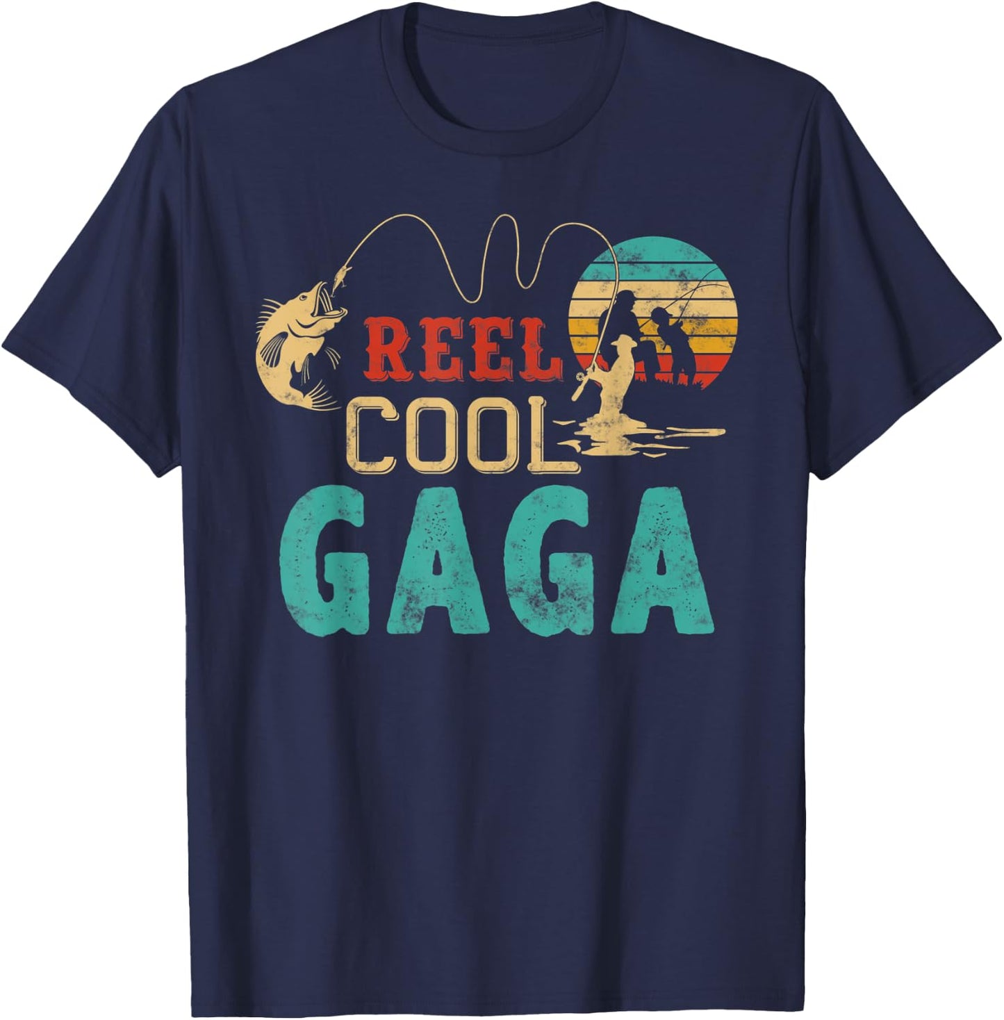 Fishing Reel Cool Gaga Father’s Day Gift Fisherman Gaga T-Shirt - T-Shirt | Navy