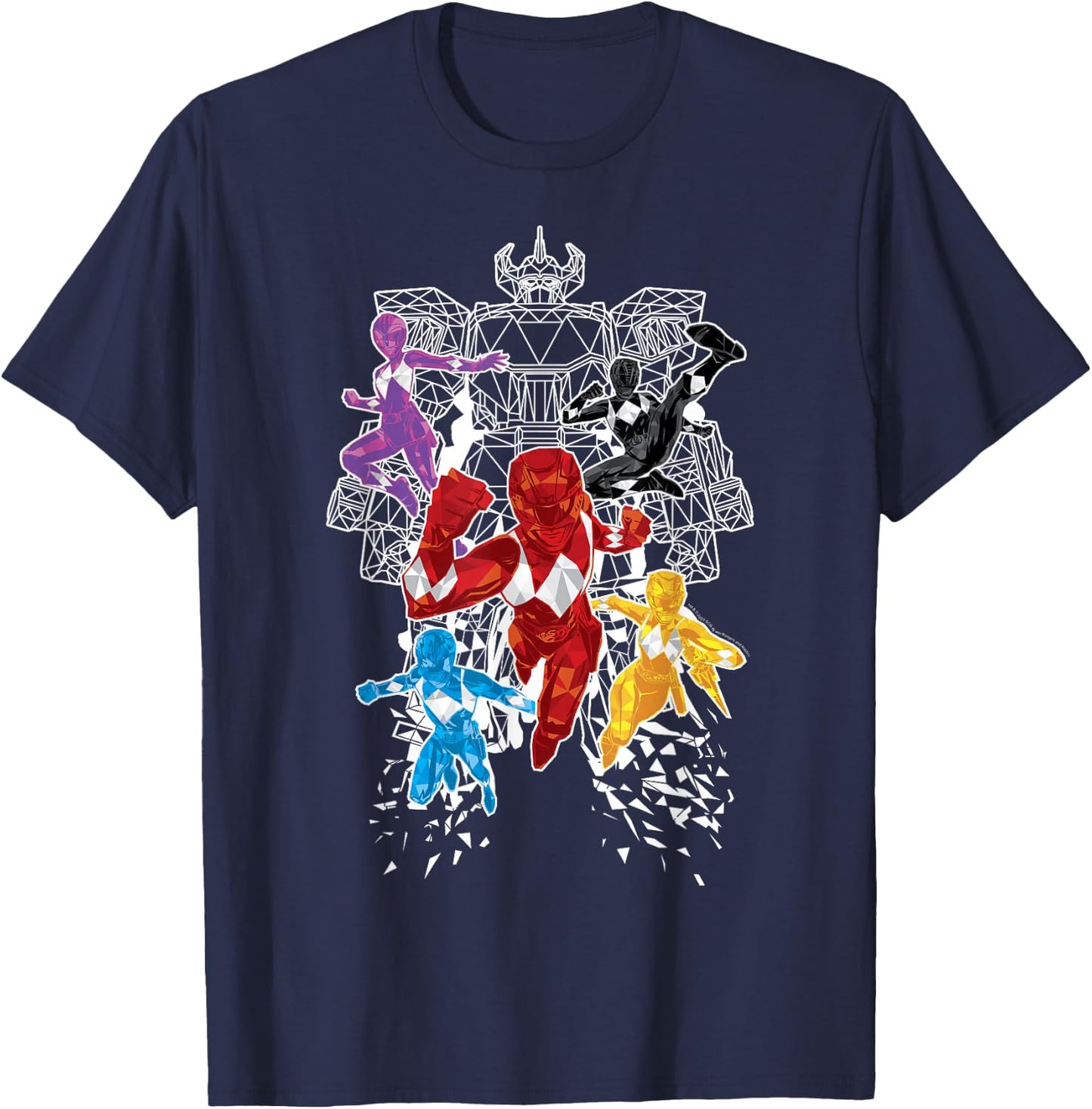Power Rangers Morphin' Time Group Polygons Outline T-Shirt - T-Shirt | Navy