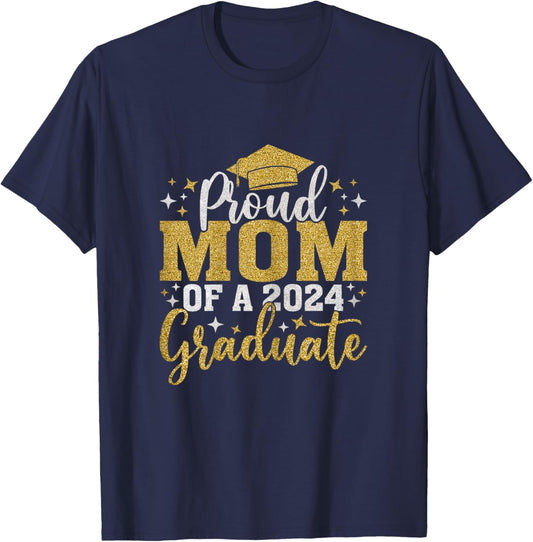 Mom Senior 2024 Proud Mom Of A Class Of 2024 Graduate T-Shirt - T-Shirt | Navy