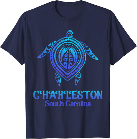 Charleston South Carolina Beach Charleston SC Sea Turtle Men Women Kids T-Shirt - T-Shirt | Navy