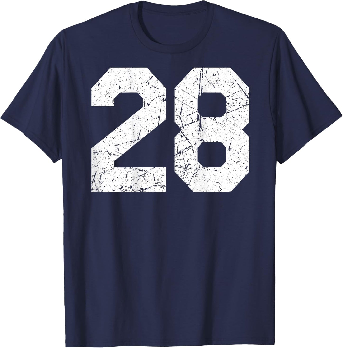 #28 Jersey Uniform Varsity Sports Number, 28th Birthday T-Shirt - T-Shirt | Navy