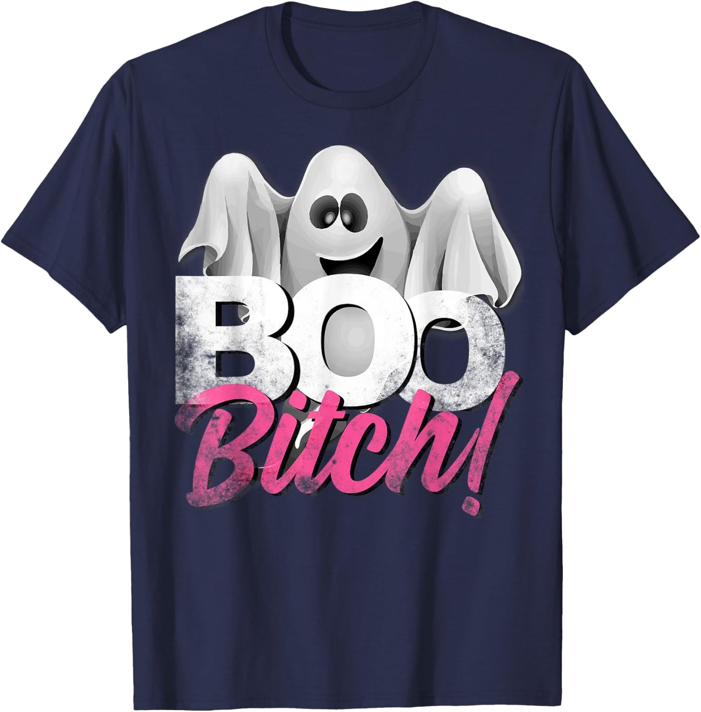 Boo Bitch Halloween humor distressed style T-Shirt - T-Shirt | Navy