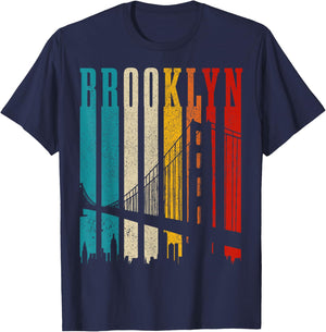 Brooklyn Bridge New York City Skyline NY NYC T-Shirt - T-Shirt | Navy