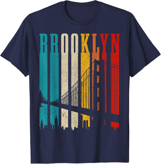 Brooklyn Bridge New York City Skyline NY NYC T-Shirt - T-Shirt | Navy