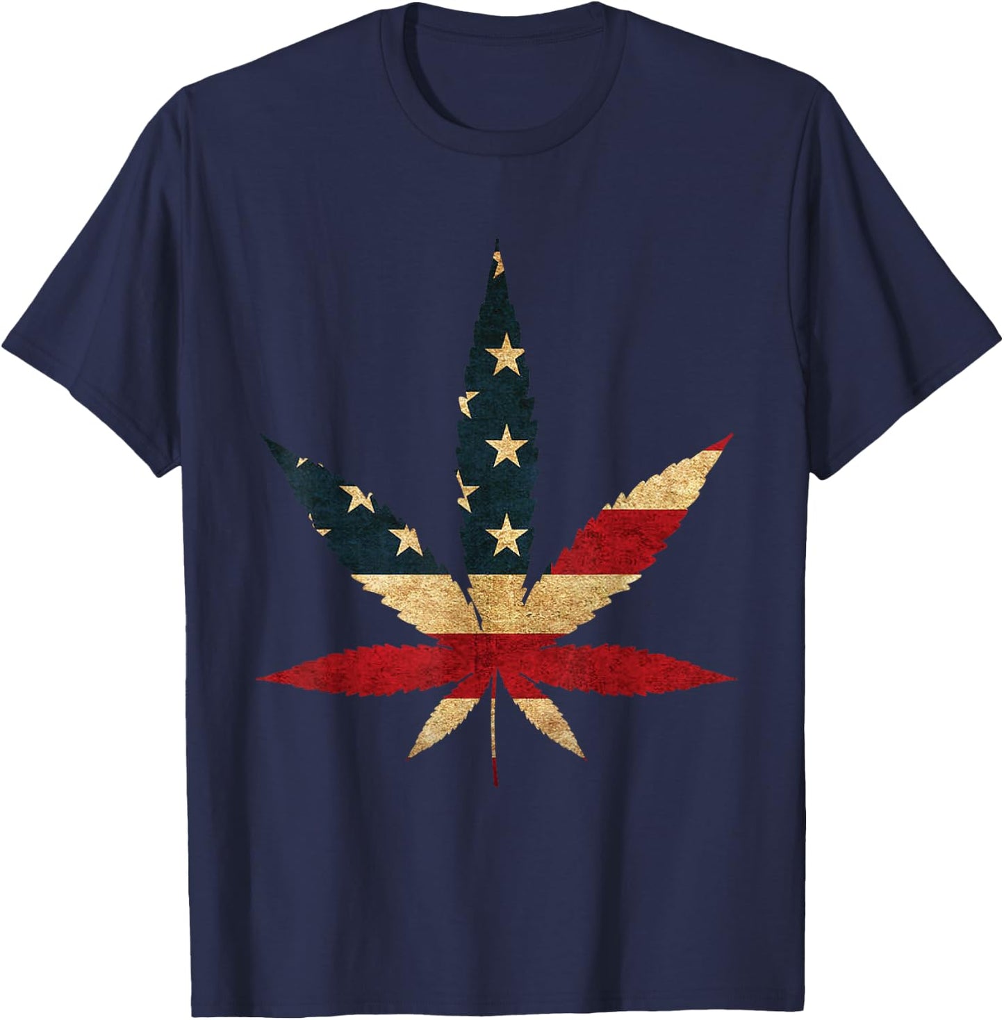 Marijuana Leaf USA Flag graphic - Funny US Weed Legalization T-Shirt - T-Shirt | Navy